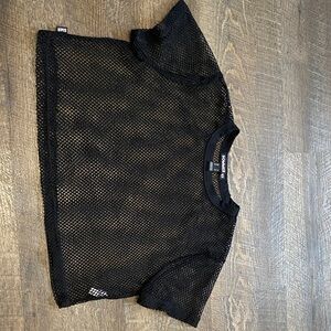 Women's Black Mesh Crop Tee - SOAKED IN LUXURY